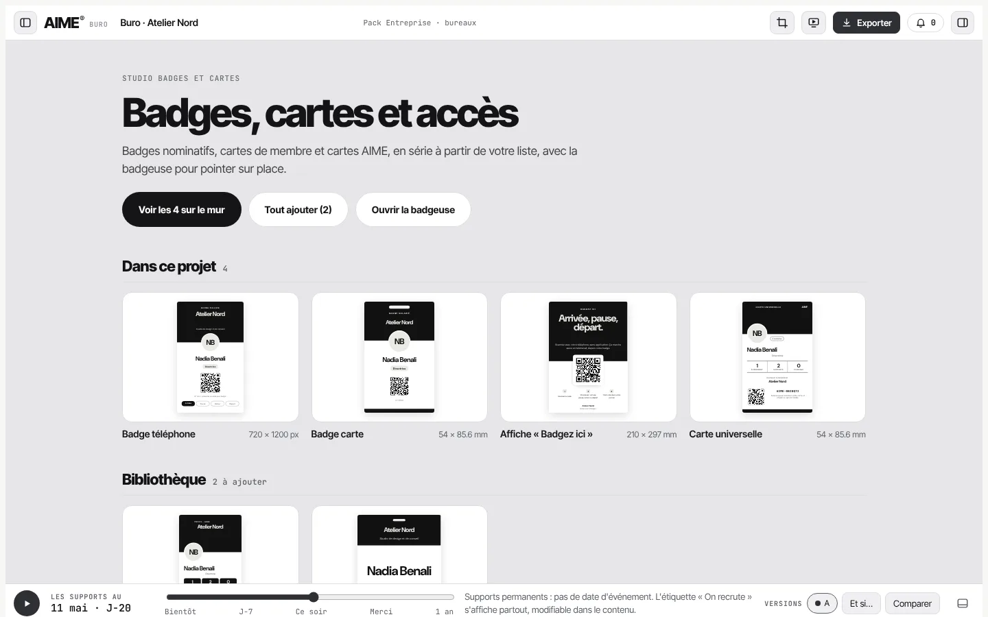 Buro : badges et pointage de l'équipe